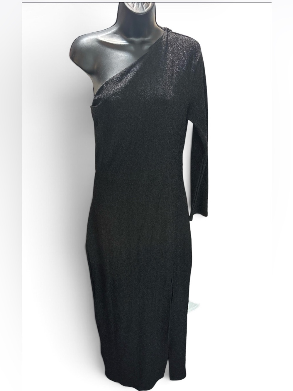 DINYLN One Shoulder Sparkly High Split Evening Gown Formalwear - Picture 3 of 9